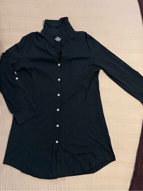 Lauren Ralph Lauren Logo Embroidered Black Button-Up Pajama Nightie